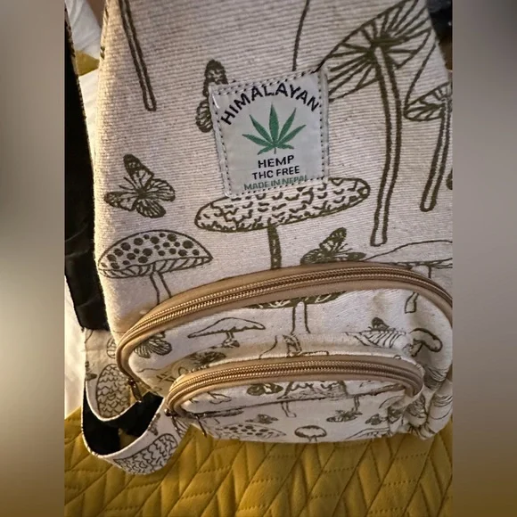 Mushroom Print Hemp Sling Bag - Picture 4 of 5